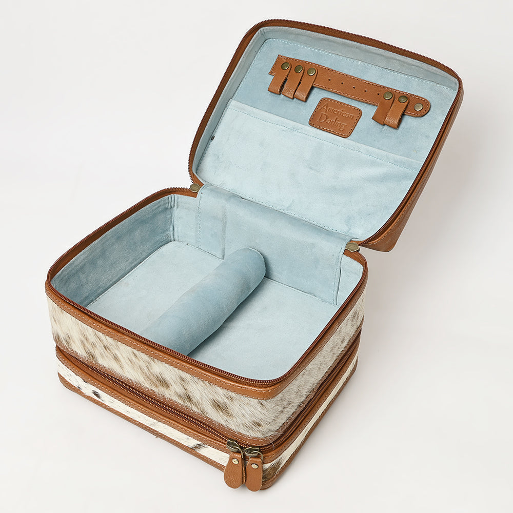 American Darling Jewelry Case Hand Tooled Hair On Genuine Leather Women Bag Western Handbag Purse |