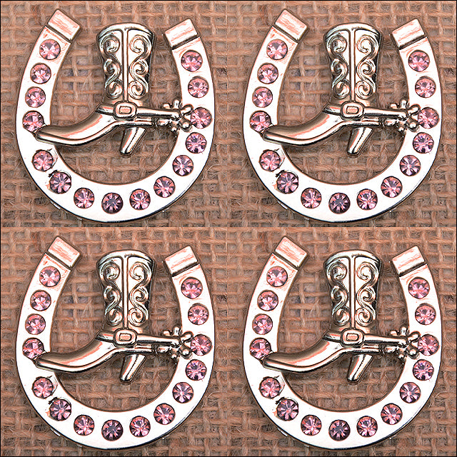 HILASON Western Screw Back Concho Amethyst Horseshoe Boots Crystals Light Color | Bridle Conchos Slotted