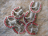 Western Screw Back Concho Red Horseshoe Boots Crystals Hilason