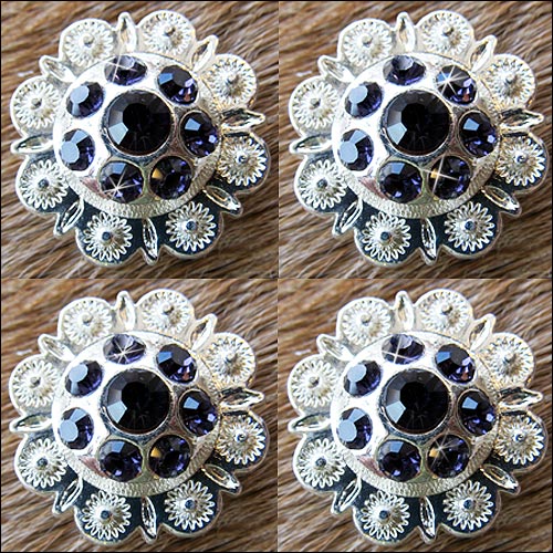 HILASON Western Screw Back Concho Purple Berry Crystals Cowgirl 1 Inch Iris Color | Bridle Conchos Slotted