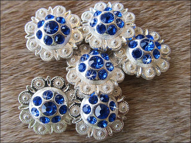 HILASON Western Screw Back Concho Sapphire Berry Crystals Cowgirl color | Bridle Conchos Slotted