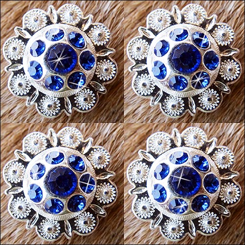 HILASON Western Screw Back Concho Sapphire Berry Crystals Cowgirl color | Bridle Conchos Slotted
