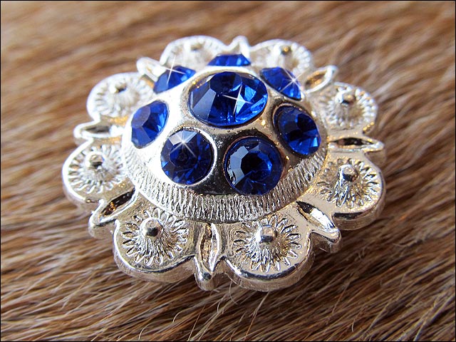 HILASON Western Screw Back Concho Sapphire Berry Crystals Cowgirl color | Bridle Conchos Slotted