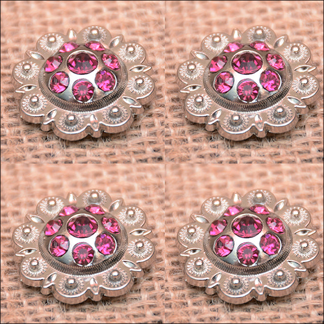 HILASON Western Screw Back Concho Fuchsia Berry Crystals Cowgirl Color | Bridle Conchos Slotted