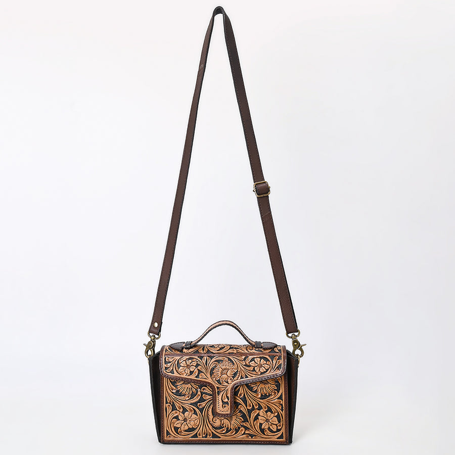 American Darling Hand Tooled Floral Carved Genuine Leather Cross body Bag Eco-Friendly Western Purse