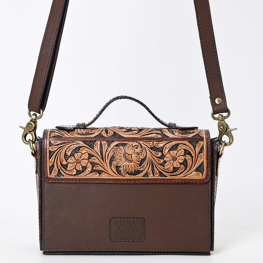 American Darling Hand Tooled Floral Carved Genuine Leather Cross body Bag Eco-Friendly Western Purse