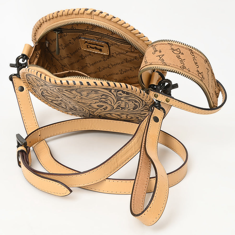 American Darling Canteen Hand Tooled Genuine Leather Women's Bag Western Handbag Purse | Women