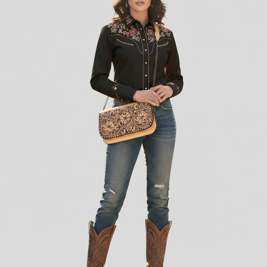 American Darling Small Crossbody Beautifully Hand Tooled Genuine Leather Women Bag Western Handbag Purse