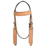 HILASON Western Horse Genuine American Leather Headstall & Breast Collar Set Tan