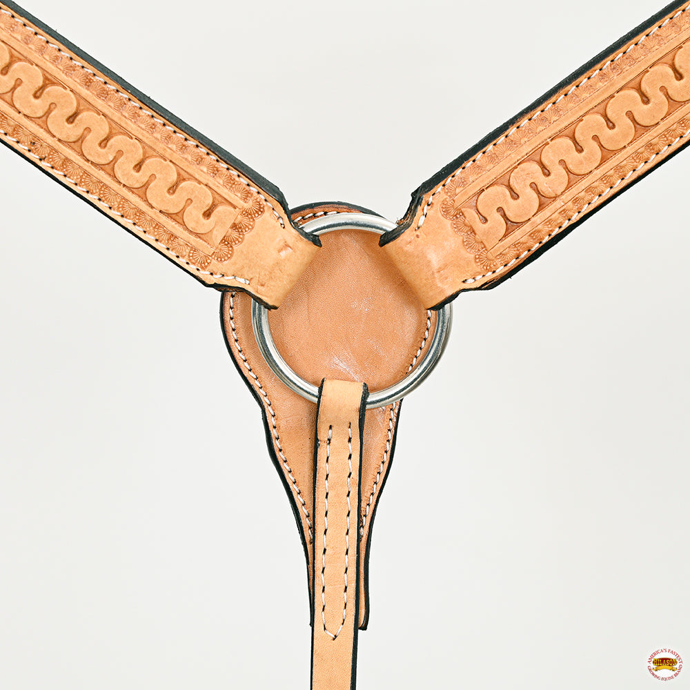 HILASON Western Horse Genuine American Leather Headstall & Breast Collar Set Tan