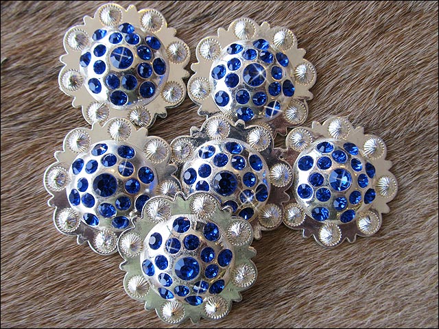 HILASON Western Screw Back Concho Sapphire Berry Crystals Cowgirl Color | Bridle Conchos Slotted