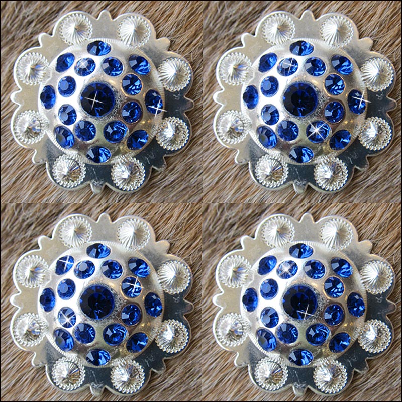 HILASON Western Screw Back Concho Sapphire Berry Crystals Cowgirl Color | Bridle Conchos Slotted