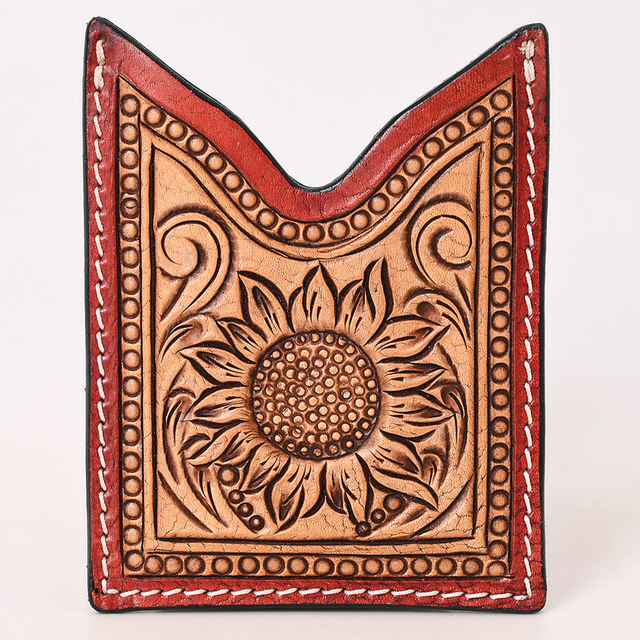 American Darling Floral Women & Men Hand Carved Genuine Leather Card Holder | Handcrafted Western Belt
