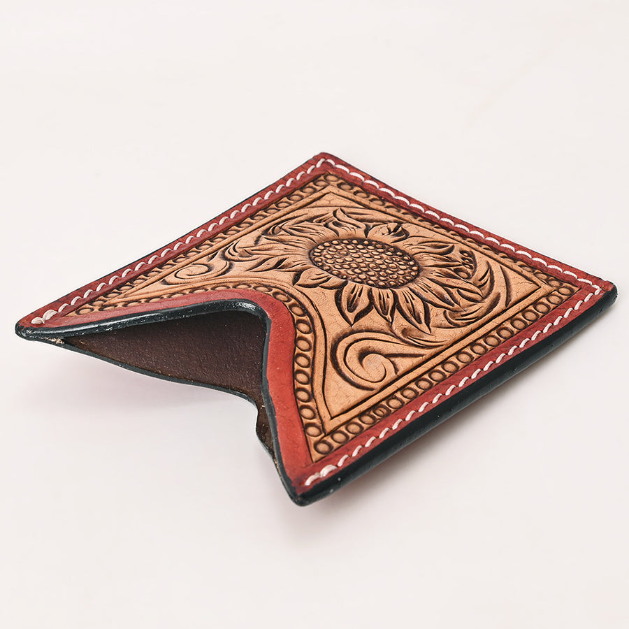 American Darling Floral Women & Men Hand Carved Genuine Leather Card Holder | Handcrafted Western Belt