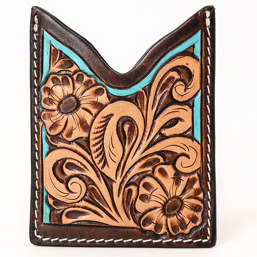 American Darling Floral Women & Men Hand Carved Genuine Leather Card Holder | Handcrafted Western Belt