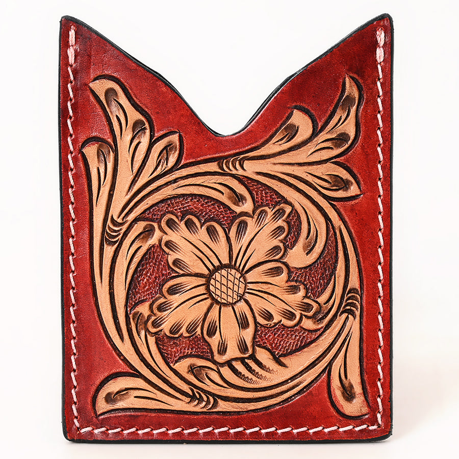American Darling Floral Women & Men Hand Carved Genuine Leather Card Holder | Handcrafted Western Belt