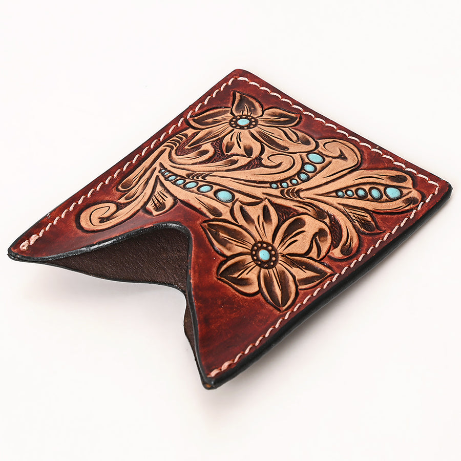American Darling Floral Women & Men Hand Carved Genuine Leather Card Holder | Handcrafted Western Belt