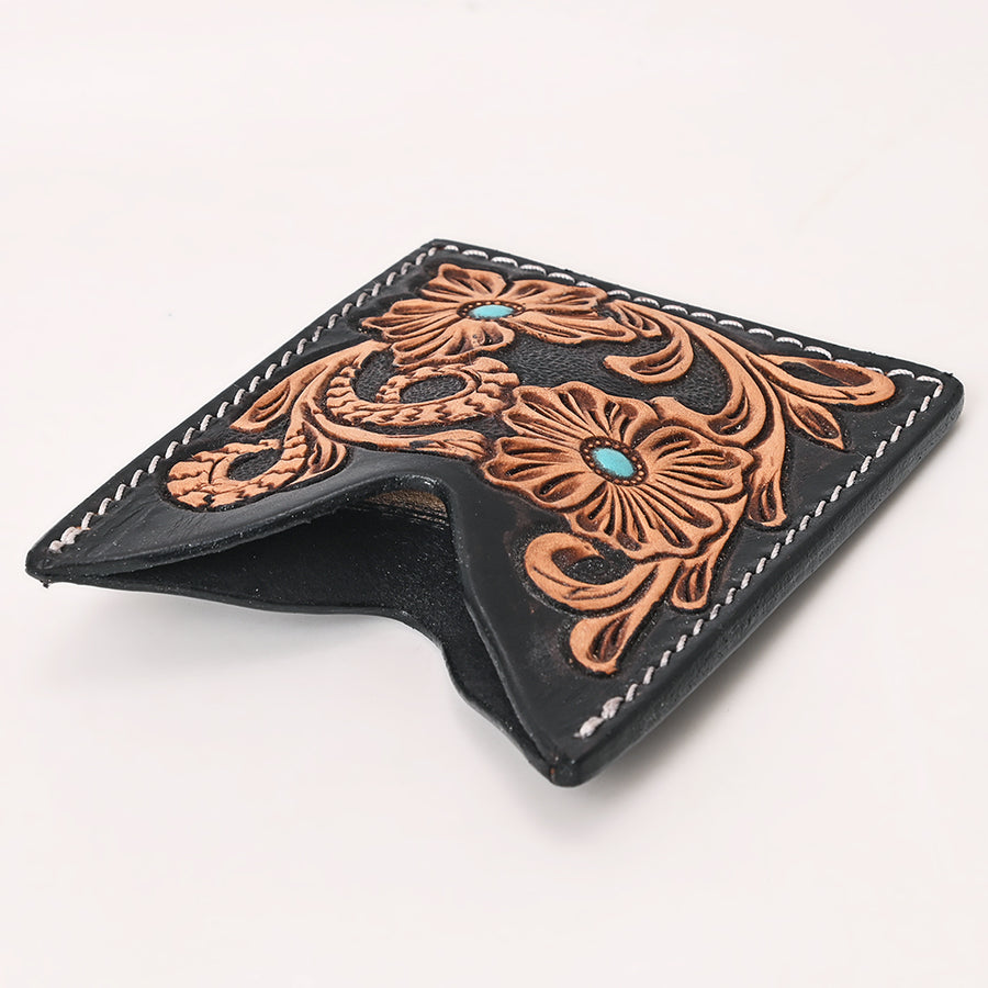 American Darling Floral Women & Men Hand Carved Genuine Leather Card Holder | Handcrafted Western Belt