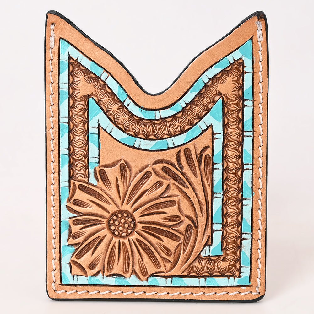 American Darling Floral Women & Men Hand Carved Genuine Leather Card Holder