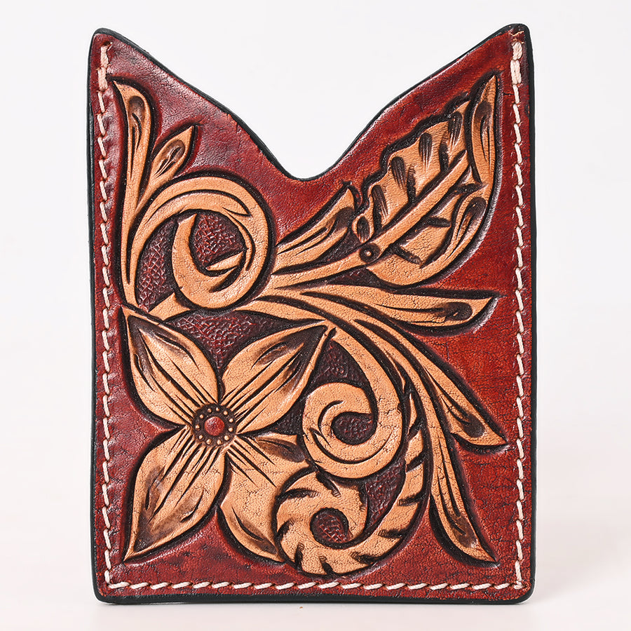 American Darling Floral Women & Men Hand Carved Genuine Leather Card Holder | Handcrafted Western Belt