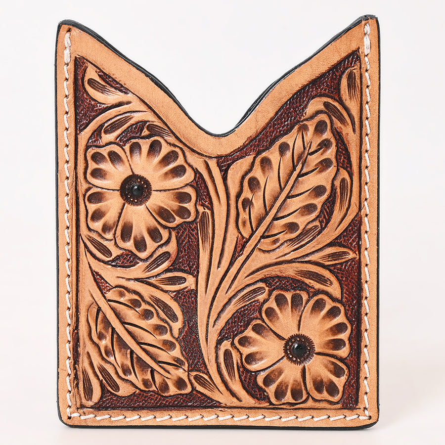 American Darling Floral Women & Men Hand Carved Genuine Leather Card Holder | Handcrafted Western Belt