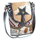 OHLAY OHV410 Cross Body Embossed Upcycled Wool Upcycled Canvas Hair-On Genuine Leather women bag western handbag purse