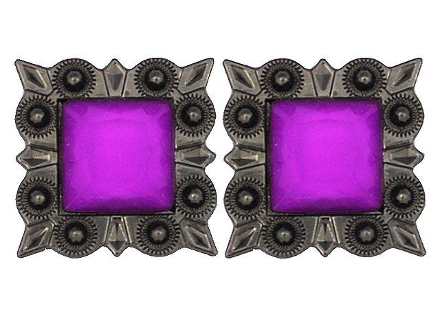 HILASON Western Screw Back Concho Lavender Square Crystal Cowgirl color | Slotted Conchos Bling