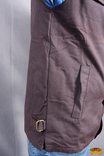 HILASON Outerwear Men's Vest Lightweight Waterproof Oilskin Jacket Sleeveless Brown
