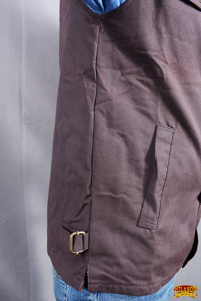Brown HILASON Outerwear Men's Vest Lightweight Waterproof Oilskin Jacket Sleeveless | Rain