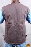 HILASON Outerwear Men's Vest Lightweight Waterproof Oilskin Jacket Sleeveless Brown