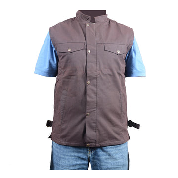 HILASON Outerwear Men's Vest Lightweight Waterproof Oilskin Jacket Sleeveless Brown