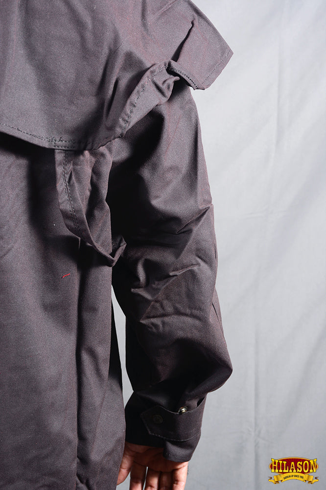 Brown HILASON Outerwear Full Lightweight Waterproof Oilskin Duster Coat Rain