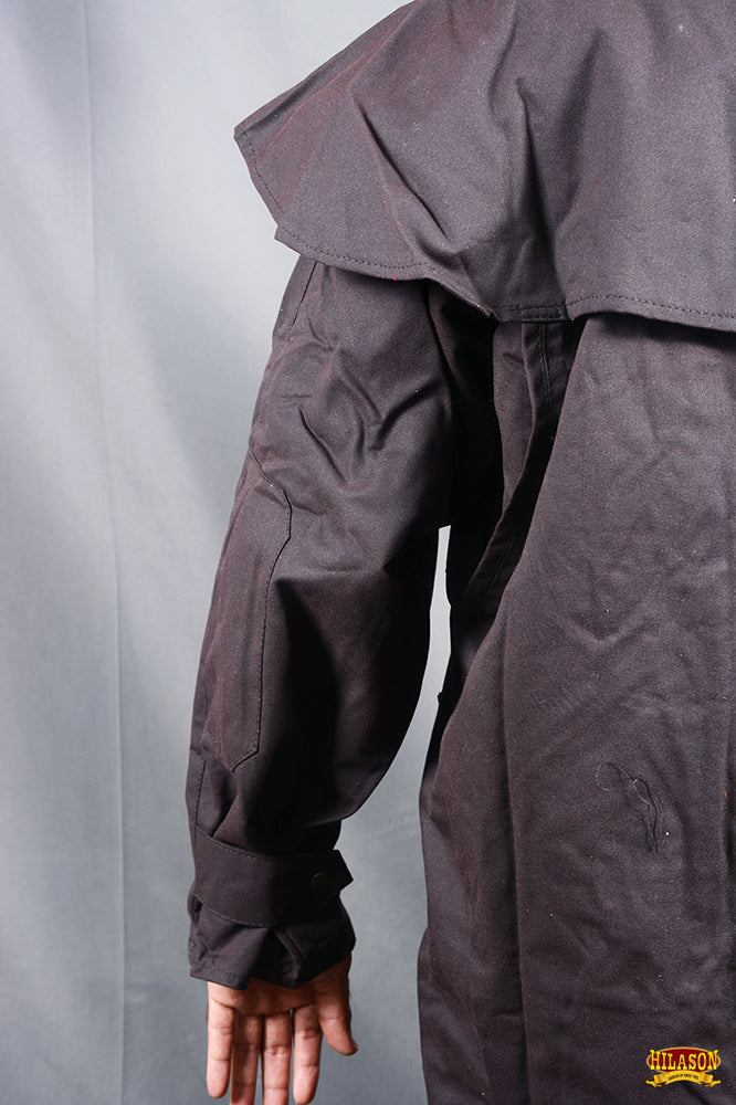 Brown HILASON Outerwear Full Lightweight Waterproof Oilskin Duster Coat Rain