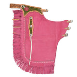 HILASON Western Horse Bull Riding Chinks Chaps Genuine Leather Pink
