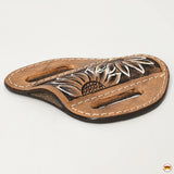 Hilason Leather Angled Knife Scabbard Sheath Cover Floral Tooled