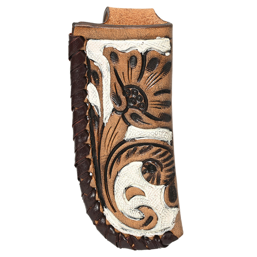 Medium Hilason Western Floral Stylish Design Geniune Leather Knife Holder - Uhorse