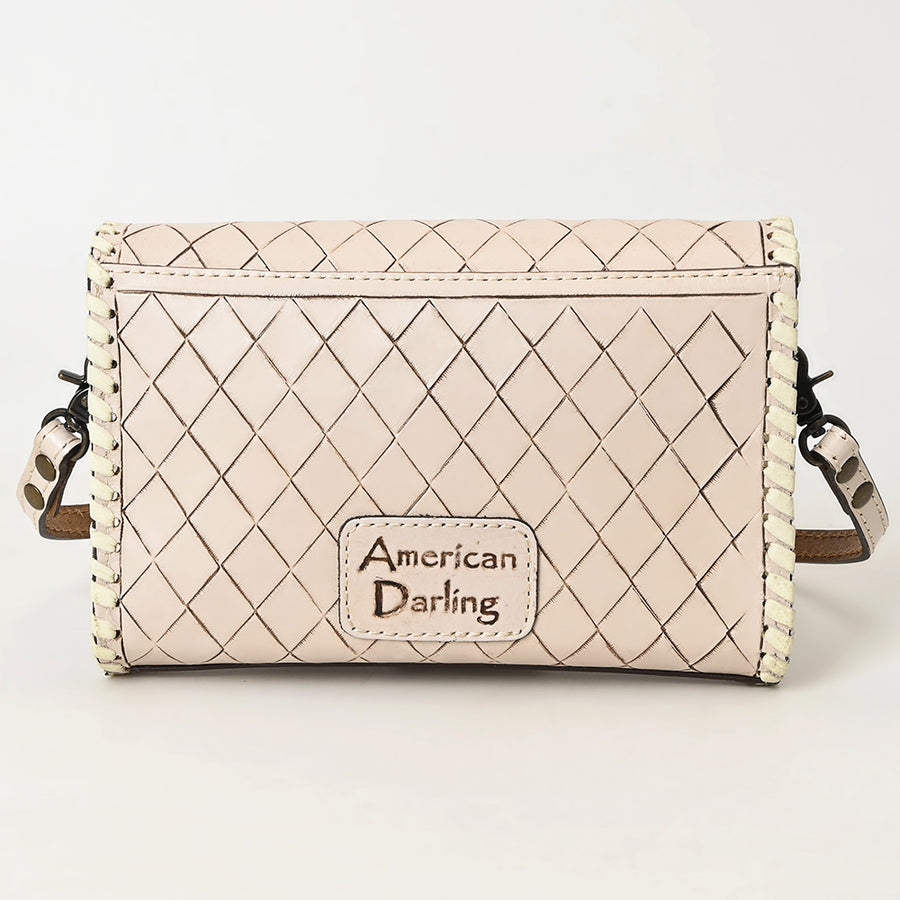 American Darling Western Leather Crossbody Bag Hand Tooled Floral Carved Shoulder Purse with Whipstitch Detail & Adjustable Strap for Women