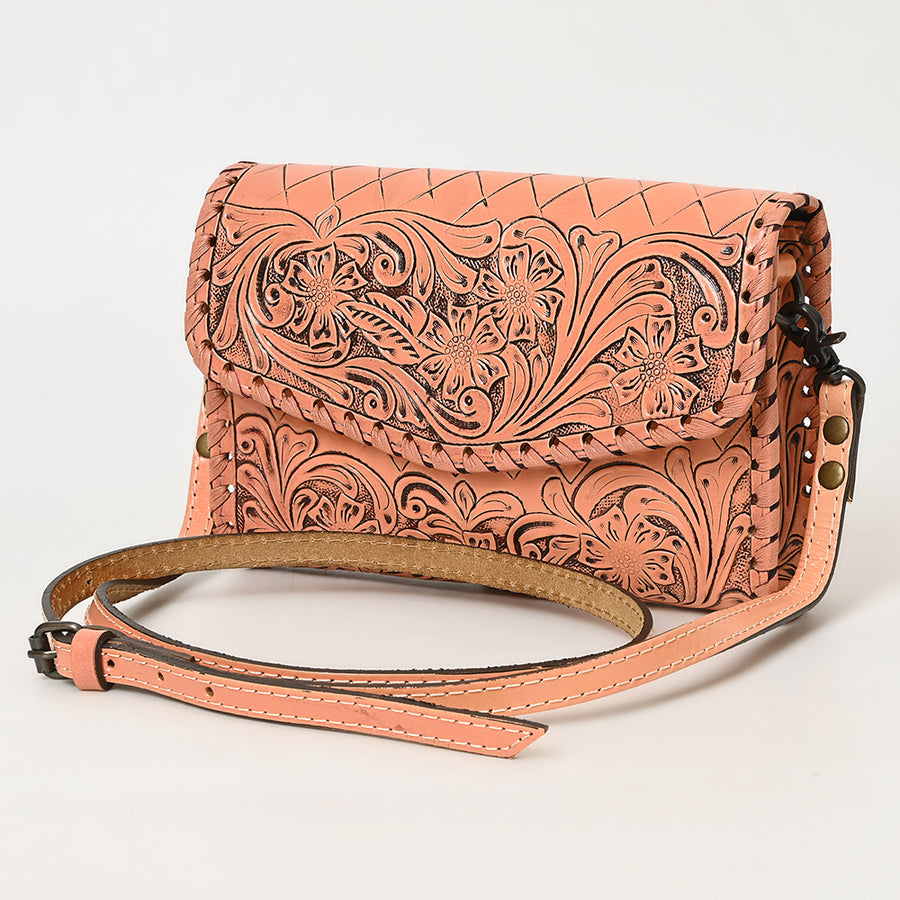 American Darling Hand Tooled Floral Leather Crossbody Bag Western Purse - Uhorse