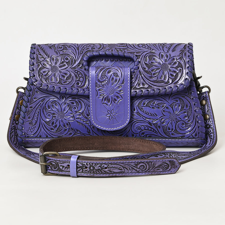American Darling Western Leather Wallet Bag Hand Tooled Floral Carved Purse with Cutout Handle