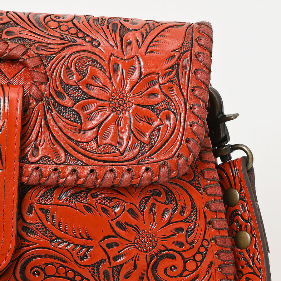 American Darling Western Leather Wallet Bag Hand Tooled Floral Carved Purse with Cutout Handle