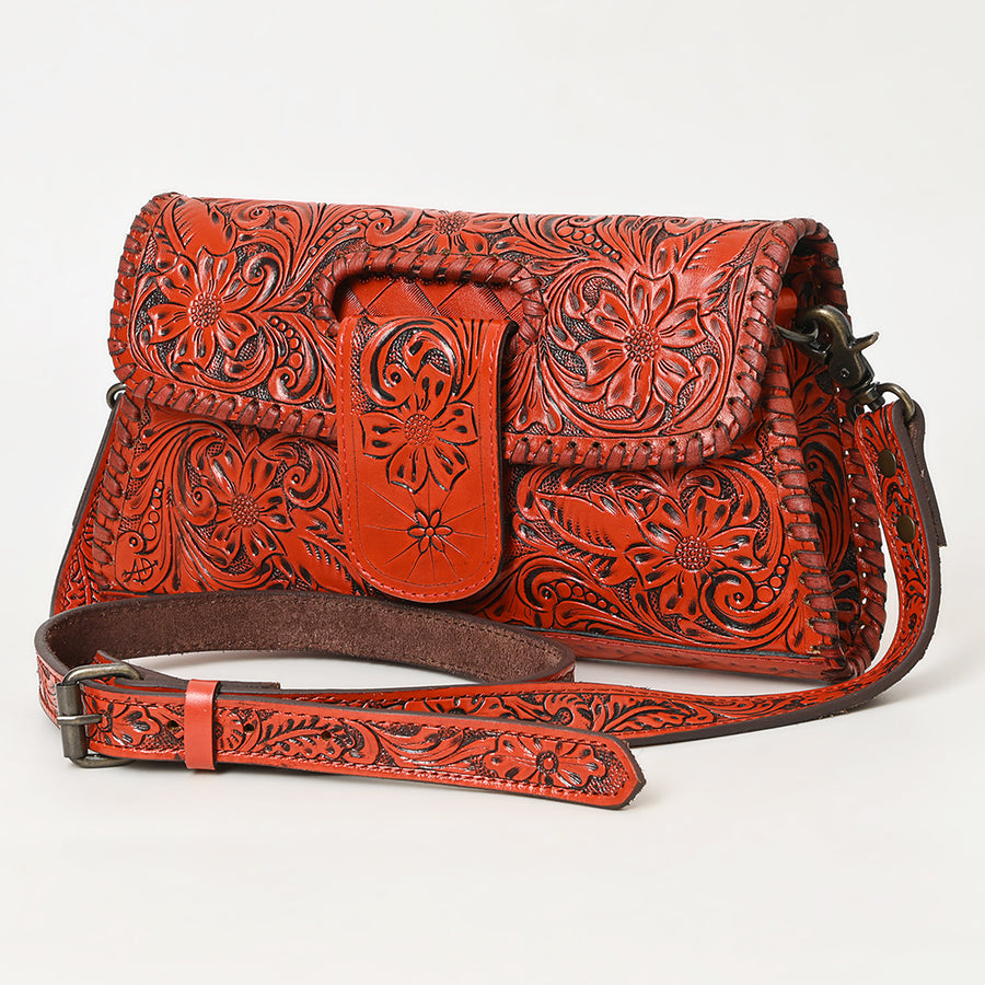 American Darling Hand Tooled Floral Leather Wallet Bag Clutch and Crossbody Handbag - Uhorse