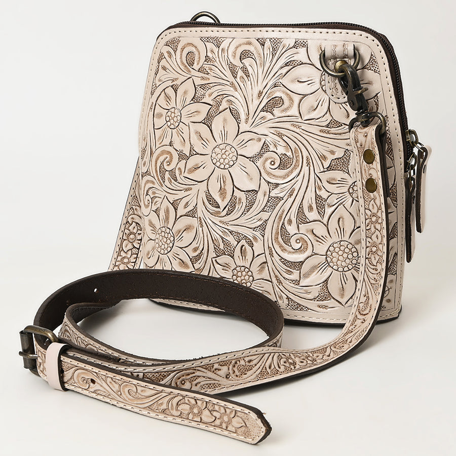 American Darling Hand Tooled Floral Leather Crossbody Bag - Uhorse