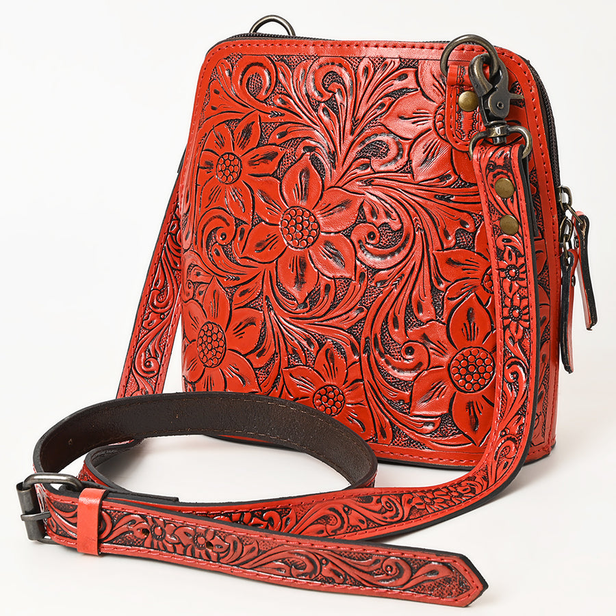American Darling Hand Tooled Floral Leather Crossbody Bag - Uhorse