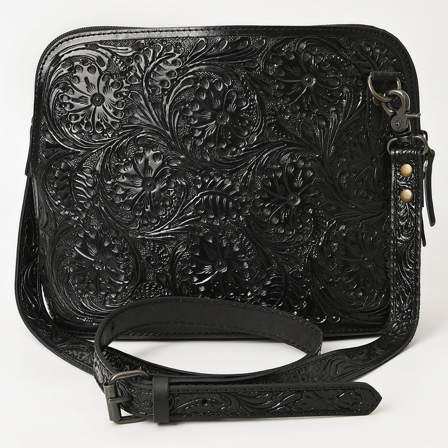 American Darling Western Crossbody Bag for Women Hand Tooled Floral Leather Purse with Adjustable Strap
