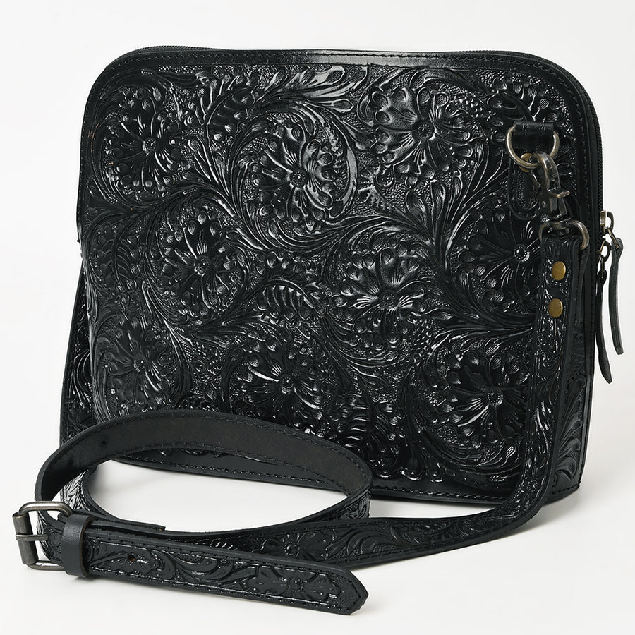 American Darling Hand Tooled Floral Leather Crossbody Bag Western Purse - Uhorse