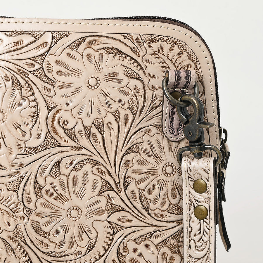 American Darling Western Crossbody Bag for Women Hand Tooled Floral Leather Purse with Adjustable Strap
