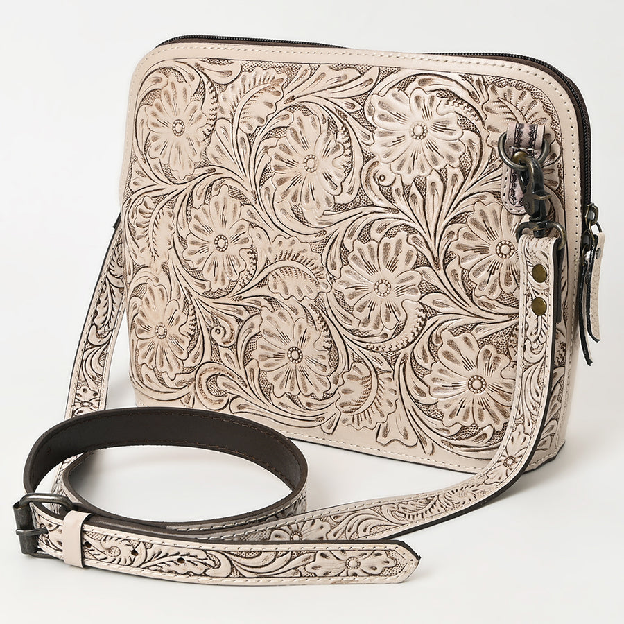 American Darling Hand Tooled Floral Leather Crossbody Bag Western Purse - Uhorse
