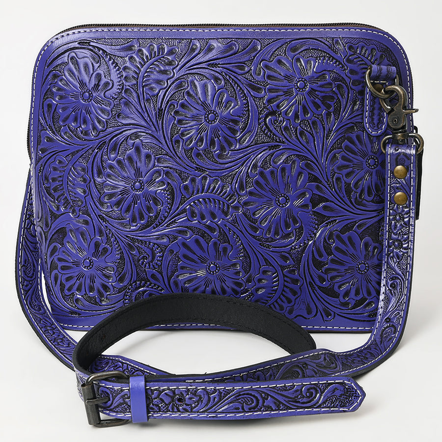American Darling Western Crossbody Bag for Women Hand Tooled Floral Leather Purse with Adjustable Strap