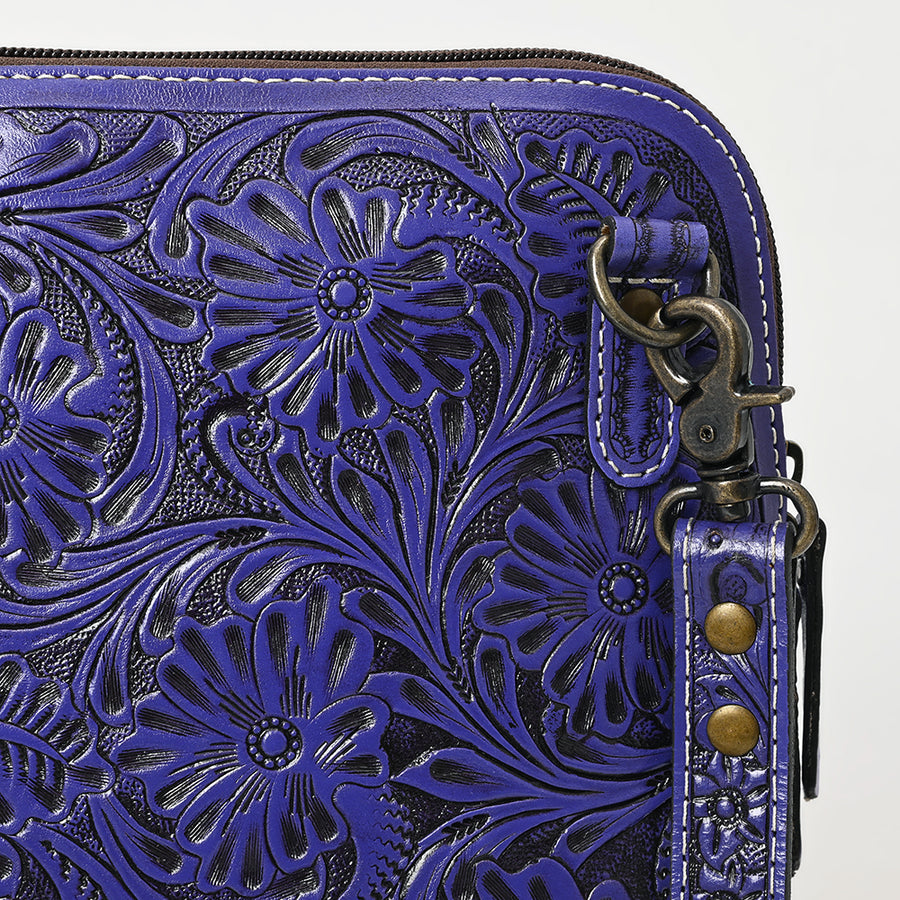 American Darling Western Crossbody Bag for Women Hand Tooled Floral Leather Purse with Adjustable Strap