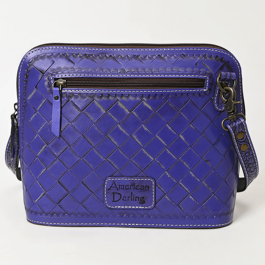 American Darling Western Crossbody Bag for Women Hand Tooled Floral Leather Purse with Adjustable Strap